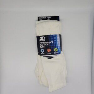 Mens NWT Starter White Athletic Tube Socks 2PK One Size